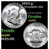 1953-p Franklin Half Dollar 50c Grades GEM Unc
