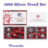 1999 United States Silver Proof Set 9 coins