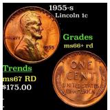 1955-s Lincoln Cent 1c Grades GEM++ RD