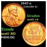 1947-s Lincoln Cent 1c Grades GEM++ Unc RD