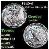 1945-d Walking Liberty Half Dollar 50c Grades GEM+