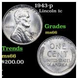 1943-p Lincoln Cent 1c Grades GEM+ Unc