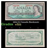 1954 $1 Canada Banknote Grades vf+
