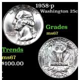 1958-p Washington Quarter 25c Grades GEM++ Unc
