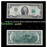 1976 $2 Green Seal Federal Reserve Note Grades Cho