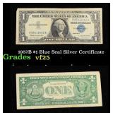 1957B $1 Blue Seal Silver Certificate Grades vf+