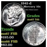 1941-d Mercury Dime 10c Grades GEM++ FSB