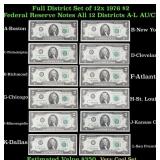 Full District Set of 12x 1976 $2 Federal Reserve N