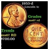 1953-d Lincoln Cent 1c Grades GEM++ Unc RD