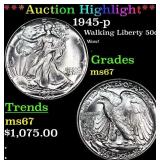 ***Auction Highlight*** 1945-p Walking Liberty Hal