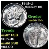 1941-d Mercury Dime 10c Grades GEM++ FSB