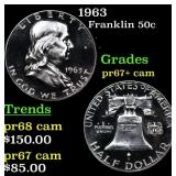 Proof 1963 Franklin Half Dollar 50c Graded pr67+ c