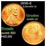 1950-d Lincoln Cent 1c Grades GEM+ Unc RD
