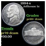 Proof 1994-s Jefferson Nickel 5c Grades GEM++ Proo