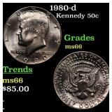 1980-d Kennedy Half Dollar 50c Grades GEM+ Unc