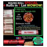 THIS AUCTION ONLY! BU Shotgun Lincoln 1c roll, 198