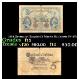 1914 Germany (Empire) 5 Marks Banknote P# 47b f+