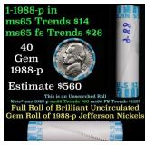 BU Shotgun Jefferson 5c roll, 1988-p 40 pcs Bank $