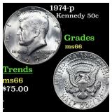 1974-p Kennedy Half Dollar 50c Grades GEM++ Unc