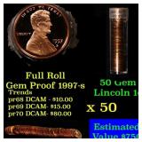 Gem Proof Lincoln 1c roll, 1997-s 50 pcs