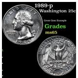 1989-p Washington Quarter 25c Grades GEM Unc