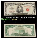 1963 $5 Red Seal United States Note Grades vf++