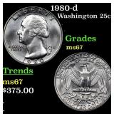 1980-d Washington Quarter 25c Grades GEM++ Unc