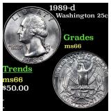 1989-d Washington Quarter 25c Grades GEM+ Unc