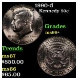 1990-d Kennedy Half Dollar 50c Grades GEM++ Unc