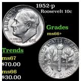 1952-p Roosevelt Dime 10c Grades GEM++ Unc