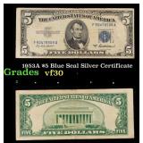 1953A $5 Blue Seal Silver Certificate Grades vf++