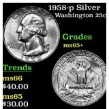 1958-p Washington Quarter Silver 25c Grades GEM+ U