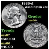 1986-d Washington Quarter 25c Grades GEM++ Unc