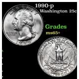 1990-p Washington Quarter 25c Grades GEM+ Unc