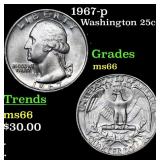 1967-p Washington Quarter 25c Grades GEM+ Unc