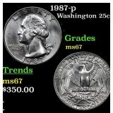 1987-p Washington Quarter 25c Grades GEM++ Unc