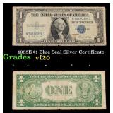 1935E $1 Blue Seal Silver Certificate Grades vf, v