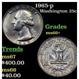 1965-p Washington Quarter 25c Grades GEM++ Unc