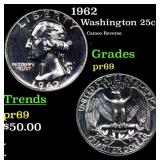 Proof 1962 Washington Quarter 25c Grades GEM++ Pro