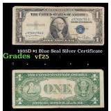 1935D $1 Blue Seal Silver Certificate Grades vf+