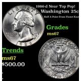 1986-d Washington Quarter Near Top Pop! 25c Graded