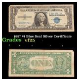 1957 $1 Blue Seal Silver Certificate Grades vf+