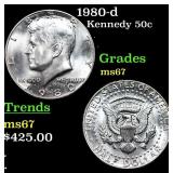 1980-d Kennedy Half Dollar 50c Grades GEM++ Unc
