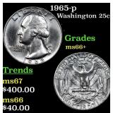 1965-p Washington Quarter 25c Grades GEM++ Unc