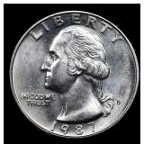 1987-d Washington Quarter 25c Grades GEM+ Unc