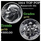 Proof 1964 Roosevelt Dime TOP POP! 10c Graded pr70
