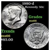 1980-d Kennedy Half Dollar 50c Grades GEM+ Unc