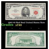 1963 $5 Red Seal United States Note Grades xf