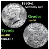 1990-d Kennedy Half Dollar 50c Grades GEM+ Unc