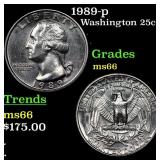 1989-p Washington Quarter 25c Grades GEM+ Unc